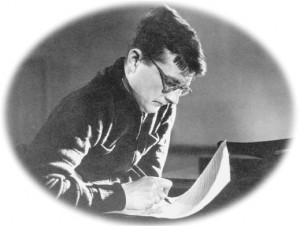 Shostakovich with pen composing