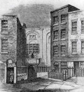 Neal's Music Hall (centre), Fishamble St. Dublin, where Handel's Messiah was first performed